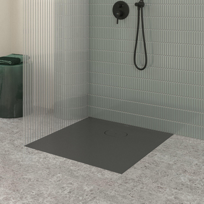 Villeroy & Boch Ecora douchebak - 80x80x3.5cm - afvoer korte zijde - anthracite (antraciet)