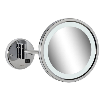 Geesa Mirror miroir grossissant – rond Ø 21,5 cm – Éclairage LED – grossissement 3x, à 1 bras – Chrome