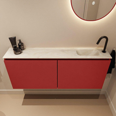 MONDIAZ TURE-DLUX Meuble de WC 120 cm Fire. EDEN lavabo Ostra position droite. Avec 1 trou de robinet.