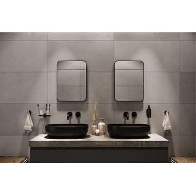 HCK Miroir Deco Arrondi Noir 40x55cm 3cm