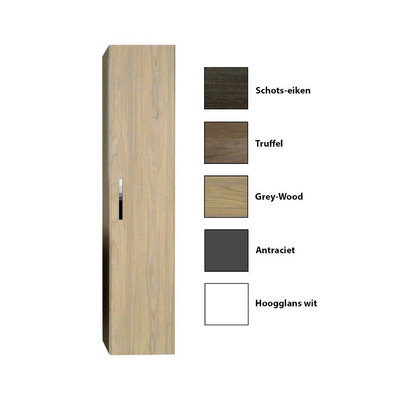 Sanicare Q1 - Q12 - Q17 kolomkast 33.5x32x160cm 1 deur standaard greep met softclose Grey-wood