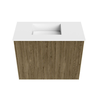 Mondiaz JOYA 50cm toiletmeubel - kleur Dusk - Wastafel FAYE positie Links 1 kraangat kleur Talc.