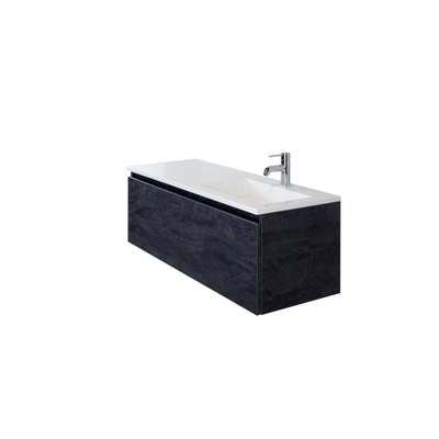 HR Badmeubelen Thin lavabo pierre de synthèse 120,5x2x45,5cm cuve DR blanc brillant 1tr robinet