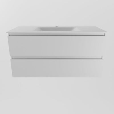 Mondiaz AIVY Ensemble de meuble - 100x45x50cm - 1 trou de robinet - 1 vasque Urban Solid surface - Centre - 2 tiroirs - sans miroir - MDF Talc