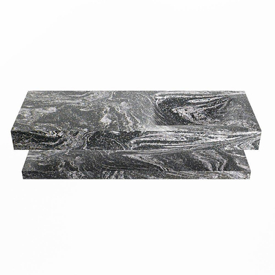 MONDIAZ ALAN - DLUX Badkamermeubelset - 130cm - planchet - Lava - vrijhangende wastafel - wasbak rechts - 0 kraangaten - Lava
