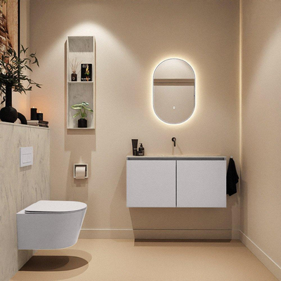 MONDIAZ TURE-DLUX Meuble toilette - 100cm - Cale - EDEN - vasque Opalo - position centrale - sans trou de robinet