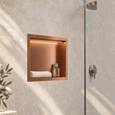 Fortifura Galeria Inbouwnis - 30x30x7cm - LED verlichting - geborsteld koper