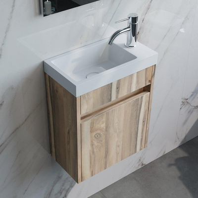 BRAUER Foggia Lave-main WC 40x22cm 1 trou de robinet avec trop plein marbre minéral Blanc mat