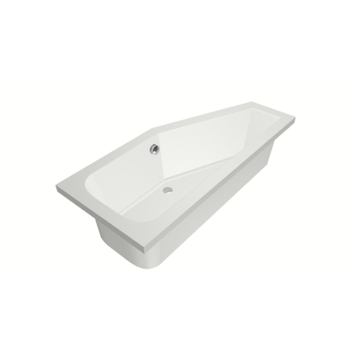 Xenz Lagoon Baignoire d'angle - 170x75x48 - bonde au milieu - Droite - Compact - acrylique - blanc mat