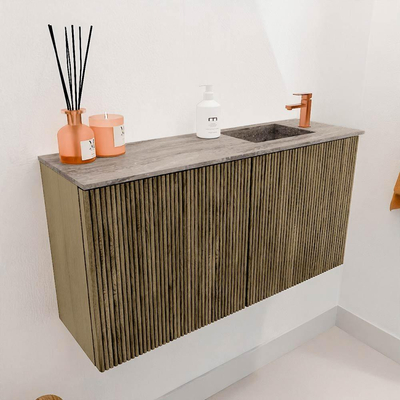 Mondiaz JOYA-DLUX 80cm toiletmeubel - kleur Dusk - Wastafel FAYE positie Rechts 1 kraangat kleur Oza.
