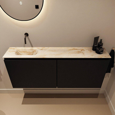 MONDIAZ TURE-DLUX Meuble toilette - 120cm - Urban - EDEN - vasque Frappe - position gauche - sans trou de robinet