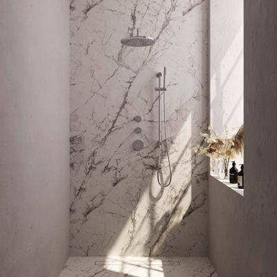 Ensemble de douche à encastrer Brauer Chrome Carving - douche principale 30cm - bras mural - ensemble de douche - avec partie encastrable - boutons Carving - douchette à main Barre 1 fonction - chrome