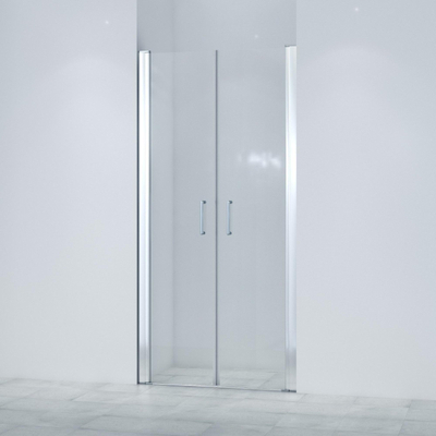 Saniclass Neptune Double portes 90x200cm verre de sécurité 6mm anti calcaire chrome