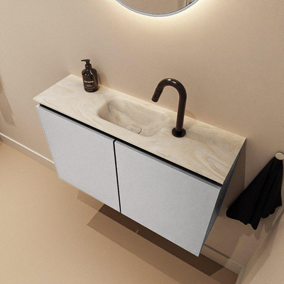MONDIAZ TURE-DLUX 80cm toiletmeubel Plata. EDEN wastafel Ostra positie midden. Met 1 kraangat.