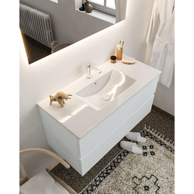 Mondiaz VICA Meuble Clay avec 2 tiroirs 100x50x45cm vasque lavabo Denia centre 1 trou de robinet