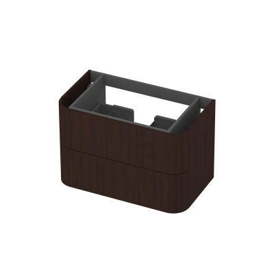 INK Concept R Wastafelonderkast - 80x45x52cm - 2 lades - opliggende grepen - afgeronde hoeken - MDF - dark veneer