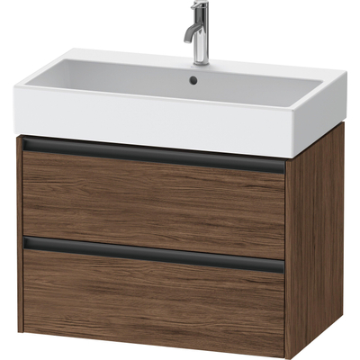 Duravit Ketho.2 Wastafelonderbouwkast - met 2 laden - 78.4x46x54.9cm - met grepen antraciet - donker noten mat