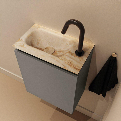 MONDIAZ TURE-DLUX 40cm toiletmeubel Smoke. EDEN wastafel Frappe positie links. Met 1 kraangat.