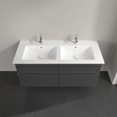 Villeroy & Boch Venticello meuble sous-lavabo - 125,3x59cm - 4x tiroir gris brillant