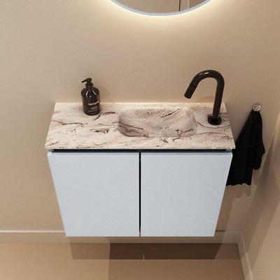 MONDIAZ TURE-DLUX 60cm toiletmeubel Clay. EDEN wastafel Glace positie rechts. Met 1 kraangat.