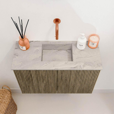 Mondiaz JOYA-DLUX 60cm toiletmeubel - kleur Dusk - Wastafel FAYE positie Midden Zonder kraangat kleur Glace.