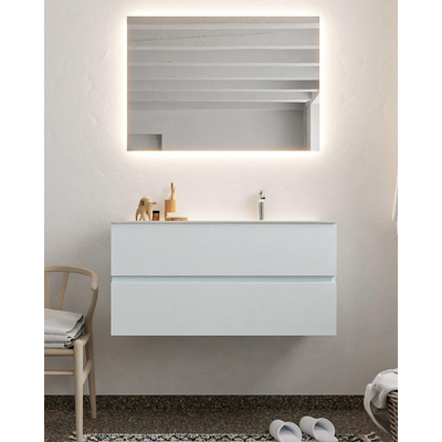 Mondiaz VICA ensemble de meuble de salle de bain - 100cm - meuble sous-vasque argile - 2 tiroirs - lavabo lune droite - 1 trou de robinet - miroir LED - version XL 60cm de haut