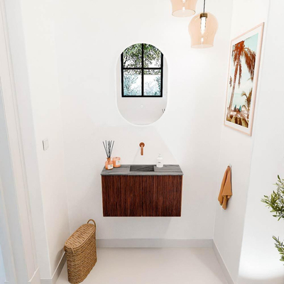 Mondiaz JOYA-DLUX 70cm toiletmeubel - kleur Ruby - Wastafel FAYE positie Midden Zonder kraangat kleur Sombra.