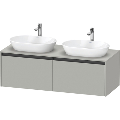 Duravit Ketho 2 meuble bas pour lavabo incl. plan de console avec 2 tiroirs pour doubles vasques 140x55x45.9cm avec poignées anthracite gris béton mat