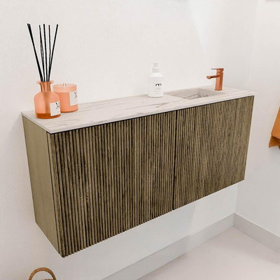 Mondiaz JOYA-DLUX 90cm toiletmeubel - kleur Dusk - Wastafel FAYE positie Rechts 1 kraangat kleur Nata.