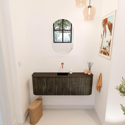 Mondiaz JOYA 123.2cm toiletmeubel - ronding links en rechts kleur Shadow - Wastafel FAYE positie Midden Zonder kraangat kleur Urban.