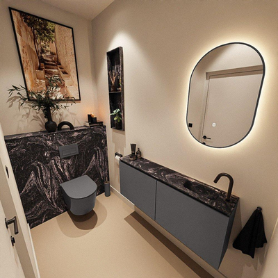 MONDIAZ TURE-DLUX 120cm toiletmeubel Dark Grey. EDEN wastafel Lava positie rechts. Met 1 kraangat.
