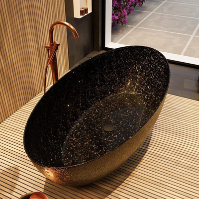 Mondiaz FLOAT CARBON FIBRE baignoire îlot - 170x80cm - flocons de fibre de carbone