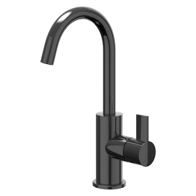 Ivy Pact wastafelkraan - opbouw - hoog - voorsprong 12.5cm - PVD - glans zwart chroom (zwart)
