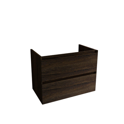 Saniclass Holz Pure Meuble de salle de bains - 80x45x60cm - 2 tiroirs - 1 vasque - 1 trou de robinet - trop-plein - Chêne charcoal