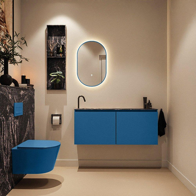 MONDIAZ TURE-DLUX 120cm toiletmeubel Jeans. EDEN wastafel Lava positie links. Met 1 kraangat.