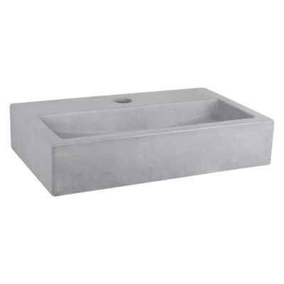 Differnz Flat fonteinset - 38x24x8cm - Rechthoek - 1 kraangat - Recht matte goude kraan - Beton Grijs