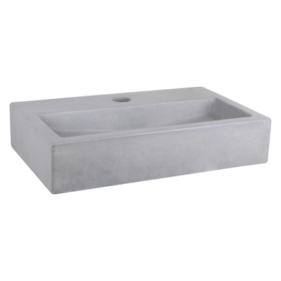 Differnz Flat pack lave-mains – 38 x 24 x 8 cm – béton gris – robinet droit chromé mat