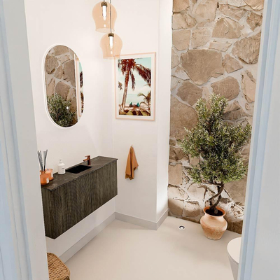 Mondiaz JOYA-DLUX 90cm toiletmeubel - kleur Shadow - Wastafel FAYE positie Midden 1 kraangat kleur Lava.