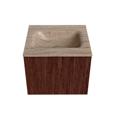 MONDIAZ KURVE-DLUX Meuble de salle de bains 50cm couleur Ruby avec 1 tiroir et 0 porte. Lavabo GRUNNE Central 1 trou de robinet Saba.