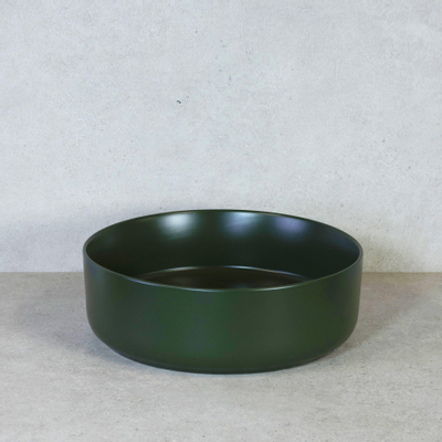 H&R Badmeubelen Note waskom - 37x12cm - opbouw - keramiek - olijfgroen mat