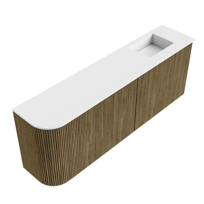 Mondiaz JOYA 111.6cm toiletmeubel - ronding links kleur Dusk - Wastafel FAYE positie Rechts 1 kraangat kleur Talc.