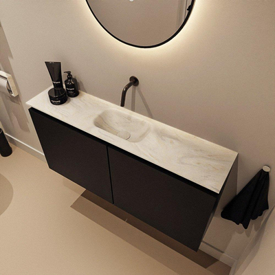 MONDIAZ TURE-DLUX Meuble de toilette 100cm Urban. EDEN lavabo Ostra position milieu. Sans trou de robinet.