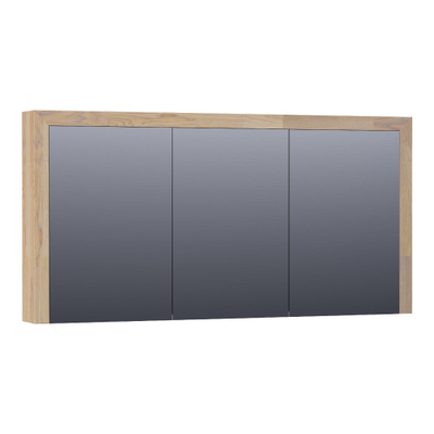 BRAUER Rise armoire de toilette - 140x70x15cm - sans éclairage - avec 3 portes de miroir double face - chêne abouté gris