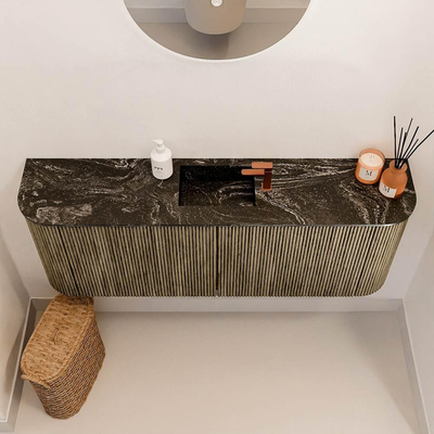 Mondiaz JOYA-DLUX 113.2cm toiletmeubel - ronding links en rechts kleur Dusk - Wastafel FAYE positie Midden 1 kraangat kleur Lava.