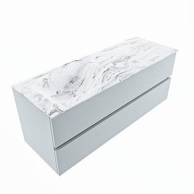 MONDIAZ VICA-DLUX Badkamermeubelset - 130cm - onderkast clay- 2 lades - inbouw wastafel cloud links - zonder kraangaten - 60cm hoge versie - glace