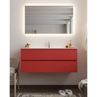 Mondiaz VICA ensemble de meuble de salle de bain - 120cm - meuble sous-vasque fire - 2 tiroirs - lavabo denia milieu - 1 trou de robinet - version XL 60cm haut