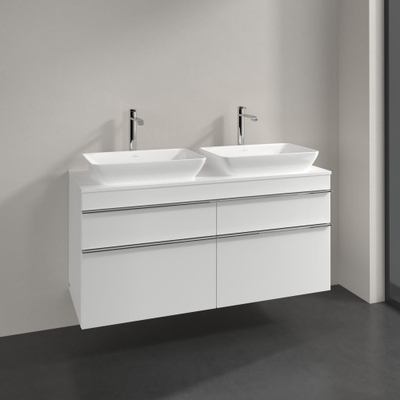 Villeroy & Boch Venticello Meuble sous lavabo 125.7x50.2x60.6cm avec 4 tiroirs pour 2 lavabos à poser blanc brillant