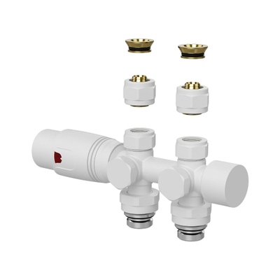 Belrad Robinet de radiateur - 19.8x4.3 - thermostatique - raccordement mural et au sol - 1/2MX16/2 M30 - blanc mat