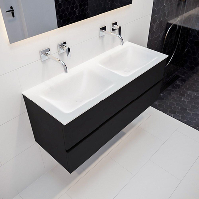 ENSEMBLE DE MEUBLE MONDIAZ VICA - 120cm - 2 tiroirs - lavabo Cloud double - 0 trous de robinet - solid surface urbaine