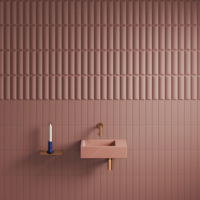 Clou Flush 3 lave-mains 36x18cm sans trou de robinet à droite mat rose ker.